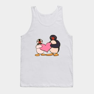 cute pingu and pinga penguin holding heart Tank Top